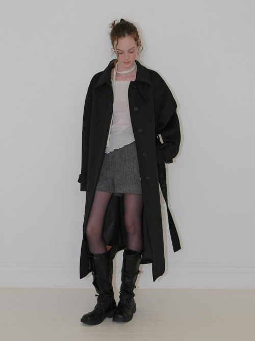 [에트몽] Balmacaan Long Coat, Black WC120UWW09