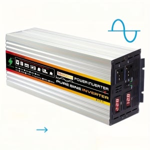 15000W 순수 정사인파 파워 인버터 12V-220V (듀얼 디지털 LCD 스마트 디스플레이, 듀얼 범용 소켓, 다중 보호 기능, 차량/캠핑/보트/컴퓨터용 국제 플러그 -