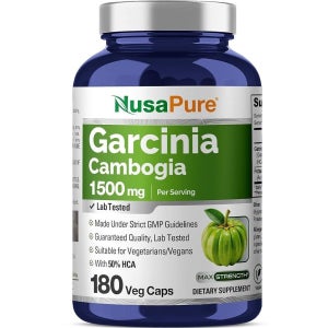 NusaPure Garcinia Cambogia 식물성 캡슐 180정 1500mg (채식주의자, GMO 프리, 비건) 135865