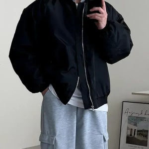 [당일출고/MADE]후드 탈부착 항공 패딩 점퍼(2color)