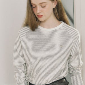 [아워호프] 스트라이프 래글런 티셔츠 - 그레이 H24FW-TS01-GRE