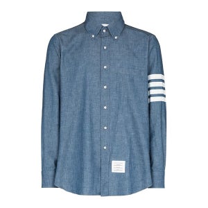 톰브라운  4바 스트라이프 샴브레이 셔츠 블루 MWL272E 00111 450