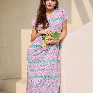 [보니데] 꼬임 커버 원피스 쁘띠 플라워 퍼플