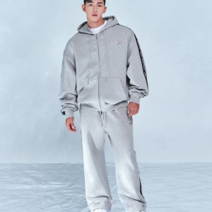 [본투윈] CHROME B BLACK LINE WIDE PANTS [MELANGE GREY] BF3MLP281MG