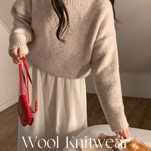 [캐시울10%]솔라리 캐시 울 라운드 겨울 니트