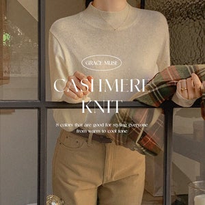 [캐시미어✨파인울]앤드 캐시울 하이넥 반폴라 겨울 니트