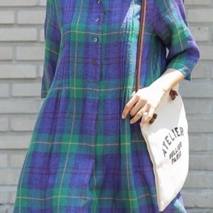 버드니 체크 린넨 원피스