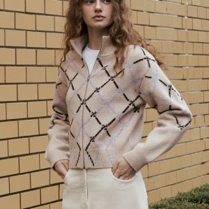 [잇미샤] [SALE]아가일 체크 인타샤 가디건 [ITPBKCD800]