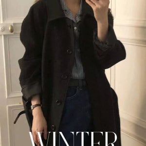 내일도착 롱코트 히든버튼 와이드카라 로브 울 롱코트 - 3color