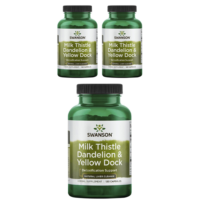 스완슨 <b>밀크 씨슬 단델리온</b> &amp; 옐로우 독 캡슐  120정  3개