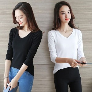 여자 릴렉스 심플 트렌드 원형넥 <b>V라인</b> 데일리 <b>티스탠다드</b> 맨투맨티셔츠 레이스나시