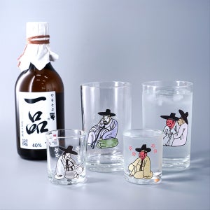 김홍도 변색 술잔 소주잔 맥주잔 4p 세트 변온 위스키, 인생술잔