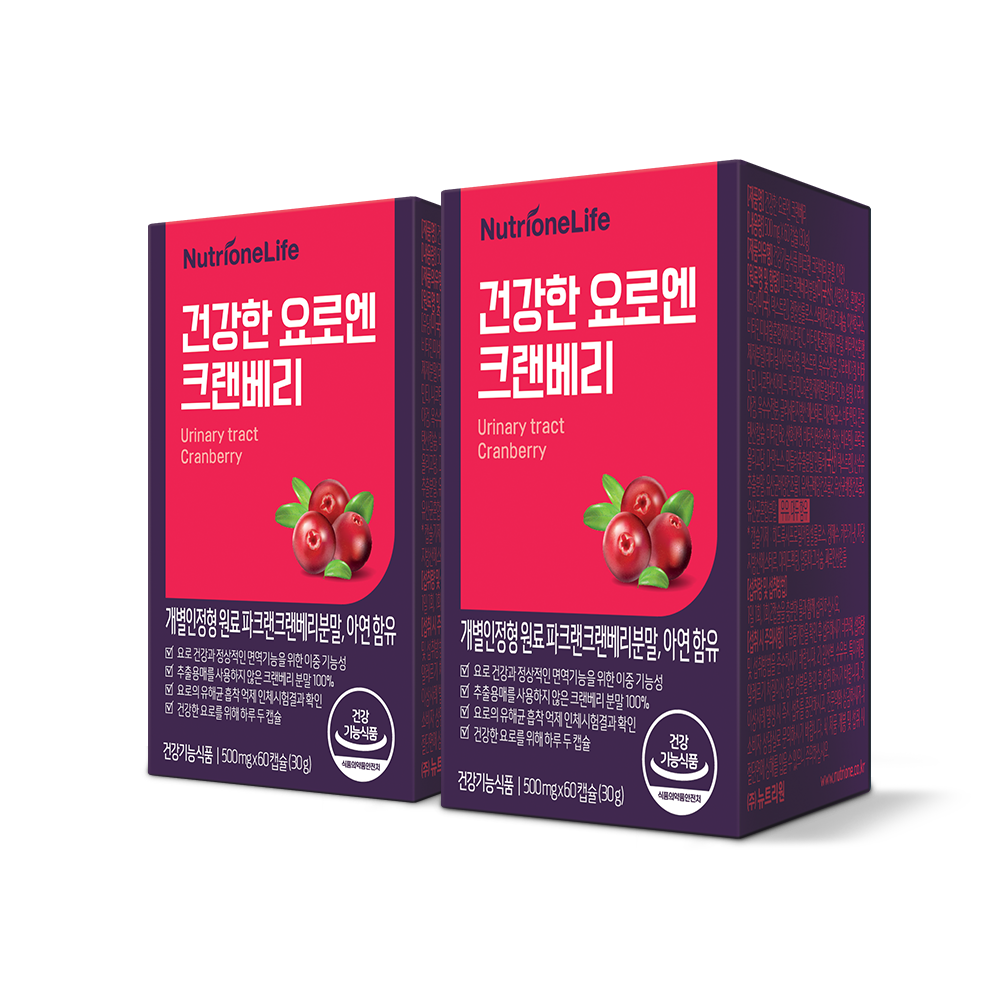 [뉴트리원]  <b>건강한 요로엔 크랜베리</b> 2박스 2개월분 캡슐