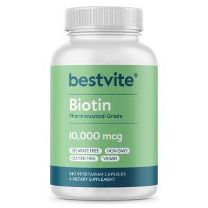 BESTVITE 헤어 플러스 스킨 & 네일 비오틴 5000mcg (채식주의자 캡슐 240개)