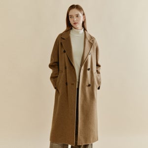 [아이잗바바] 모던 롱 더블 브레스티드 코트 (DARK BEIGE) BRBA0CT351