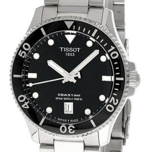 Tissot 티쏘 씨스타 1000 블랙 다이얼 40MM SS 남성용 시계 T120.410.11.051.00 545494