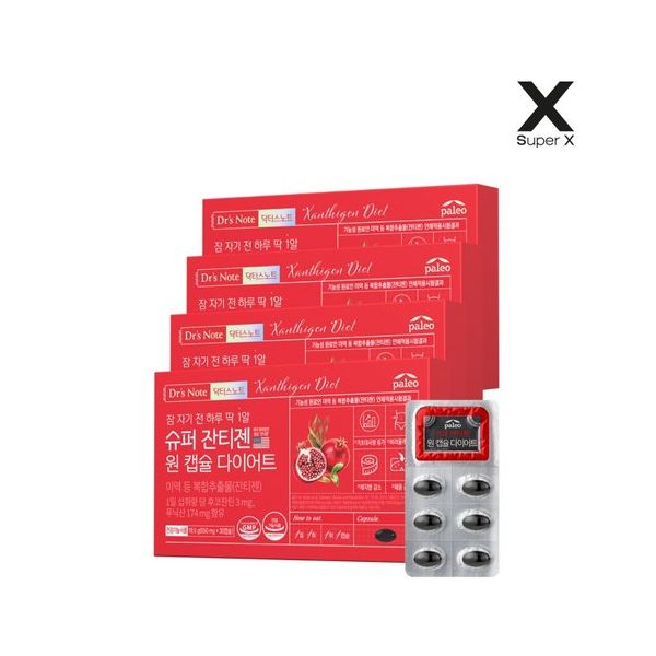 팔레오 <b>닥터스</b>노트 슈퍼잔티젠 다이어트 4박스 4개월분  30회분  4개