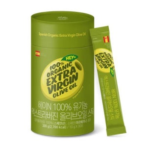 대상웰라이프 헤이N 100% 유기농 엑스트라버진 올리브오일 (10g x 30포) 100% 스페인산 올리브 낮은산도 저온압착추출 폴리페놀함유