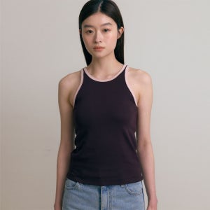 [38컴온커먼] Pipe line sleeveless (Brown)