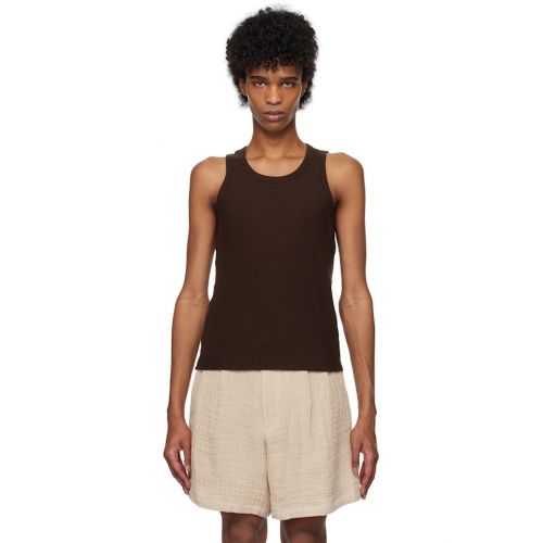 TONYWACK Brown Super Fine Wool Ribbed Tank Top 251251M214002