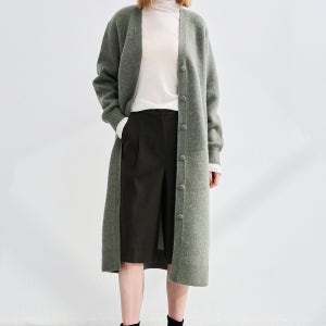 [LÄTT] 캐시미어 블렌드 롱 니트 가디건 & 후드 워머 / IL2FAKOT641W_GK