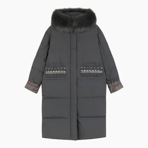 [베네통]2025 WINTER 니트 포켓 폭스 퍼 구스다운 점퍼 BAPD56561DG