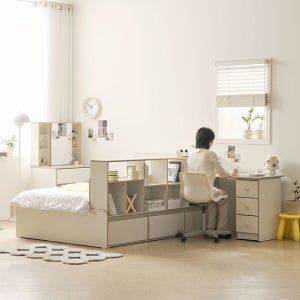 [착불배송] 포니 공간분리 파티션 침대 프레임 책상 세트 1200 SS