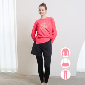 (베이직엘르) 베이직엘르 여성인 루즈핏 래쉬가드 워터레깅스 비치반바지 세트 BEL