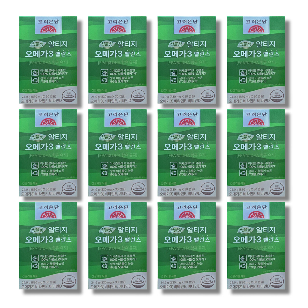 고려은단 고려은단 식물성 알티지 <b>오메가</b>3 <b>밸런스</b> <b>830mg</b> 30캡슐 12박스