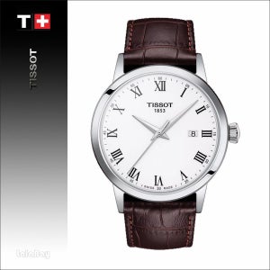 티쏘 클래식 드림 남성 가죽시계 T129 410 16 013 00 남성시계 흰판 브라운 가죽스트랩 147202421