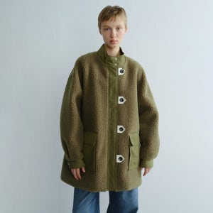 엔오르 Oversized Pocket Fleece Coat - Khaki