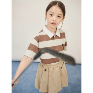 [롯데백화점] 빈폴 키즈 스트라이프 럭비 반소매 티셔츠  베이지 (BI5742U03A) LE1219824245