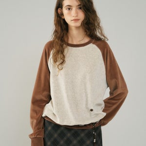 [언에디트] 소프트 콘트라스트 벨로어 스웻셔츠_메이플