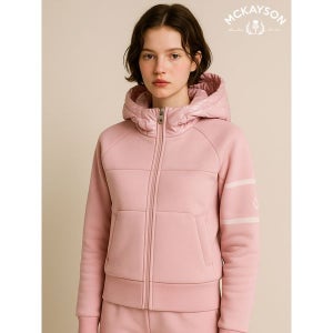 [맥케이슨]  여성 니트 하이브리드 후드 구스다운 패딩점퍼 핑크 MCW4JD637PNK