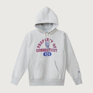 [챔피온] 리버스위브 블루택 루즈핏 컬리지 후드 티셔츠 Silver Grey