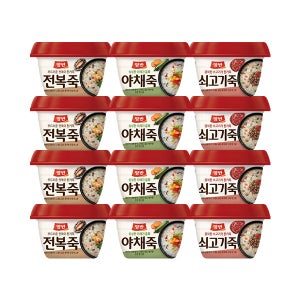 양반 용기죽 쇠고기죽 287g + 야채죽 287g+ 전복죽 287g (4개씩 총 12개)