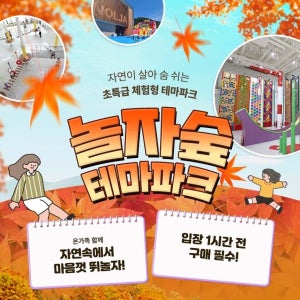 [경기 동두천] 체험형 숲 테마파크 놀자숲 이용권 (실내/외 초대형 어드벤처 파크)