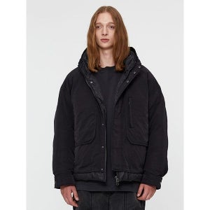 [일꼬르소]  블랙 더블후드 숏 구스다운 점퍼 IEJU3F006BK