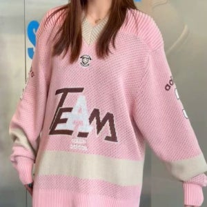 [아디다스] 오리지널 팀 브이넥 니트 스웨터 핑크 KF4468