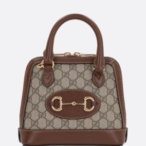 구찌 홀스빗 1955 미니 탑 핸들백 브라운 640716 92TCG 8563 GG 슈프림 캔버스 소재의 Horsebit 핸드백 64071692TCG8563
