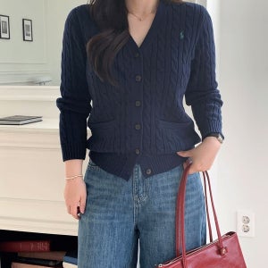 [🌸봄가디건]폴로 랄프로렌 케이블 브이넥 니트 가디건 하객룩