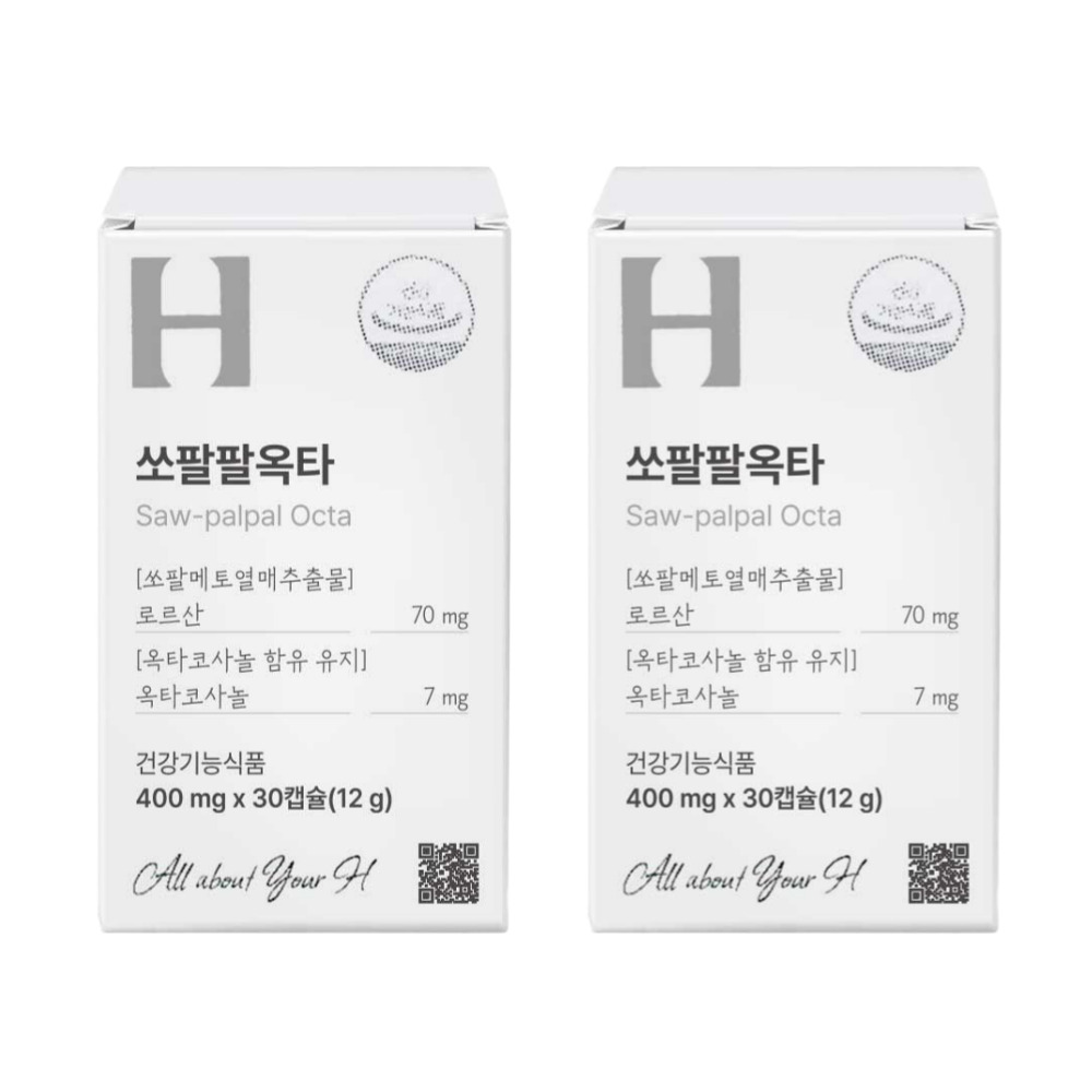 (소비기한 26.01.11) 어바웃에이치 쏘팔팔옥타 30캡슐 (1개월) 지구력 <b>옥타코사놀</b> 쏘팔메토  2개  30정