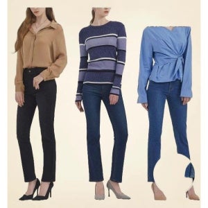 뱅뱅 여성 라이크라 스트레이트핏 데님_3종세트