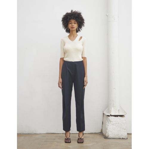 Maison de Ines V-NECK SLIT KNIT SWEATER - ivory