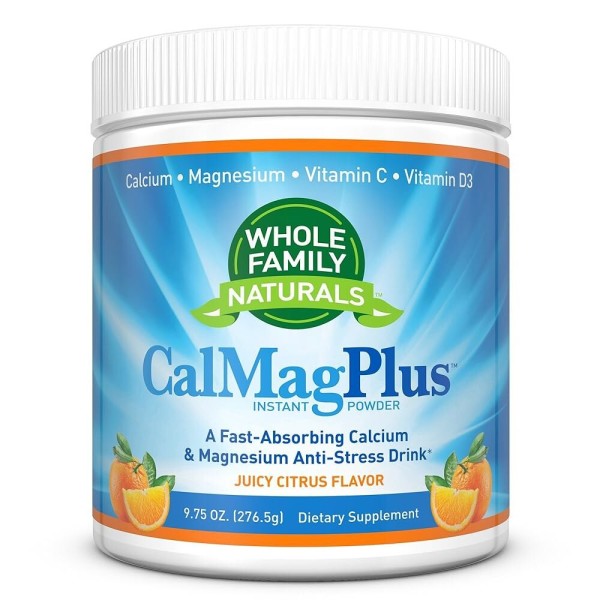 칼슘 마그네슘 분말 보충제 비타민 C 및 D3 함유 <b>CalMag Plus</b> 텐 프리 비 GMO 오렌지 귤 맛 음료