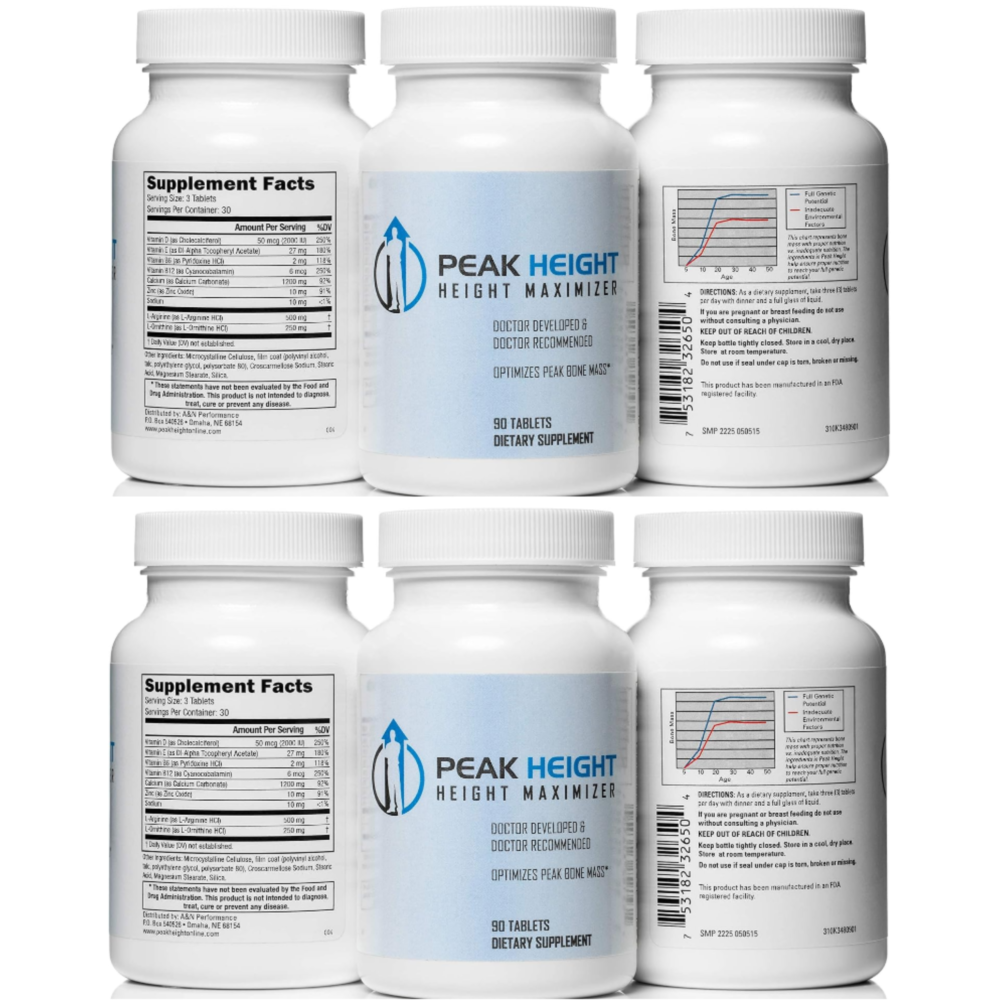 <b>Peak Height</b> <b>피크하이트</b> 정제 90정 180일분 6병 세트 칼슘 <b>비타민D</b> 아미노산 복합 배합 데일리 루틴