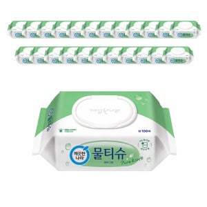 깨끗한나라 물티슈 퓨어 그린 캡형 100매, 12입, 2개