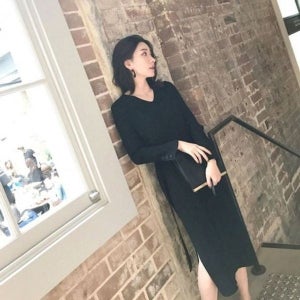 [하프클럽]모노무드 데일리 원피스 니트 롱 쉬폰원피스 골지 빅사이즈원피