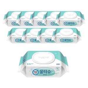 깨끗한나라 물티슈 편백 민트 캡형 80매, 10입, 1개