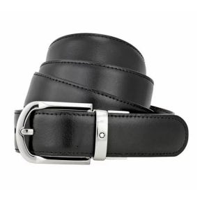 몽블랑 블랙 레더 스트랩 벨트 111080